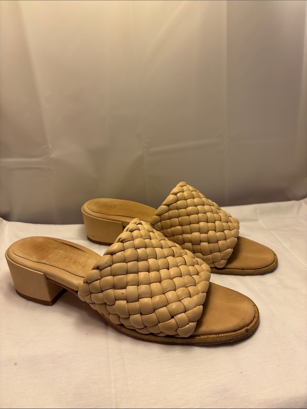 Freda Salvador Tan Woven Slide Mules